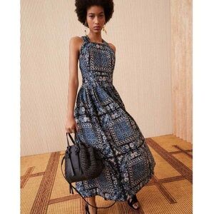 Ulla Johnson Kerani Cutout Back Midi Fit & Flare Dress Azure